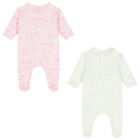 Baby Girls Pink & Ivory Logo & Animals Babygrows ( 2-Pack ), 2, hi-res